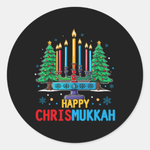 Sticker Rond Joyeux Chrismukkah Joyeux Noël Hanoukka 3
