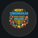 Sticker Rond Joyeux Chrismukkah Joyeux Noël Joyeux Chanukah J<br><div class="desc">Joyeux Chrismukkah Joyeux Noël Joyeux Chanukah Juif</div>