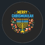 Sticker Rond Joyeux Chrismukkah Joyeux Noël Joyeux Chanukah J<br><div class="desc">Joyeux Chrismukkah Joyeux Noël Joyeux Chanukah Juif</div>