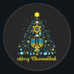 Sticker Rond Joyeux Chrismukkah Menorah Arbre de Noël Chanukah<br><div class="desc">Joyeux Chrismukkah Menorah Arbre de Noël Chanukah Juif</div>