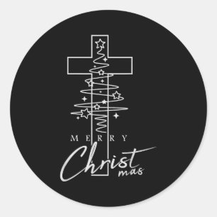 Sticker Rond Joyeux Christ Mas chrétien Noël Jésus-Christm