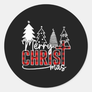 Sticker Rond Joyeux Christ Mas Christian Jésus Noël Pjs Xma