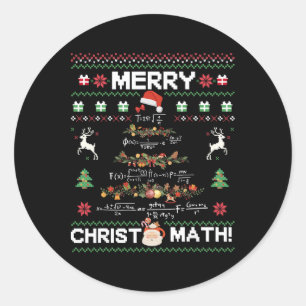 Sticker Rond Joyeux Christmath drôle de Noël Math Tree Étudiant