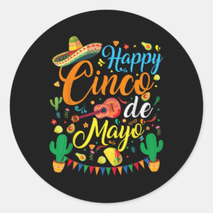 Sticker Rond Joyeux Cinco De Mayo Fiesta Parti Mexicain 5 De Ma