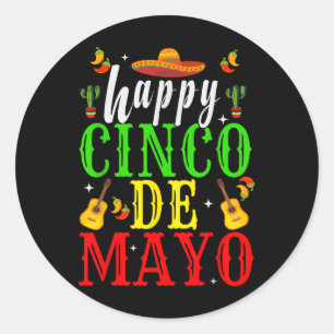 Sticker Rond Joyeux Cinco De Mayo Fiesta Parti Mexicain 5 De Ma