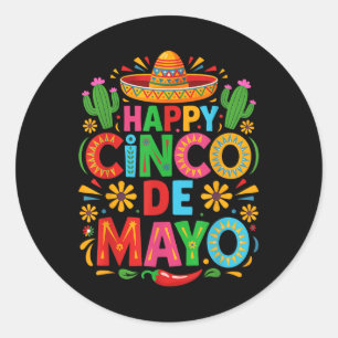Sticker Rond Joyeux Cinco De Mayo Fiesta Parti Mexicain Hommes 
