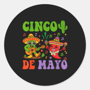 Sticker Rond Joyeux cinco de mayo mexicain cactus et poivre