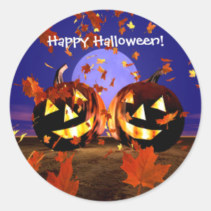 Sticker Rond Joyeux Citrouilles d'Halloween