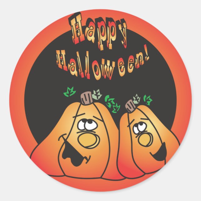 Sticker Rond Joyeux Citrouilles d'Halloween (Devant)
