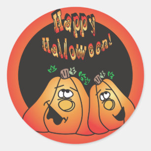 Sticker Rond Joyeux Citrouilles d'Halloween