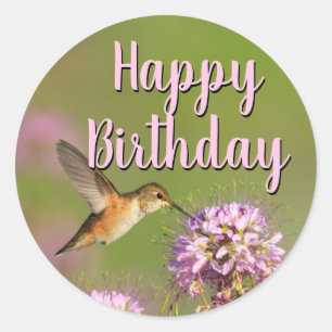 Sticker Rond Joyeux colibri d'anniversaire