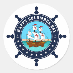 Sticker Rond Joyeux Columbus Day Mug Café de vacances Explore