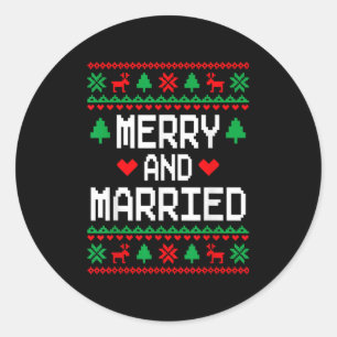 Sticker Rond Joyeux Couples Mariés Et Correspondant À Noël Vila