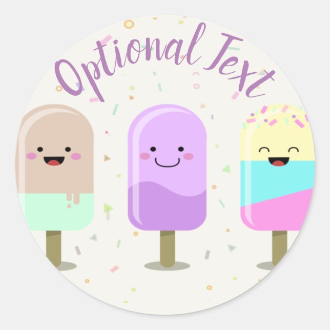 Sticker Rond Joyeux crème glacée Smiling Bars & Popsicles (Devant)