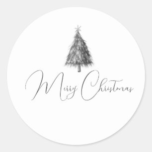 Sticker Rond Joyeux croquis minimaliste de Noël