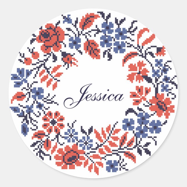 Sticker Rond Joyeux cycle des fleurs d'anniversaire (Devant)