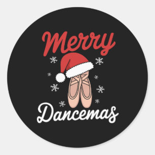 Sticker Rond Joyeux danseurs de ballet enseignant Noël Dan