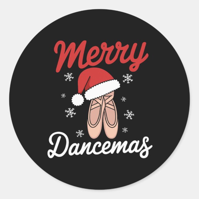 Sticker Rond Joyeux danseurs de ballet enseignant Noël Dan (Devant)