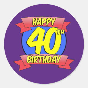 Sticker Rond Joyeux décor de 40e anniversaire