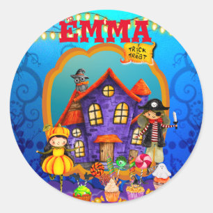 Sticker Rond Joyeux déguisement d'Halloween Fête d'enfants Célé