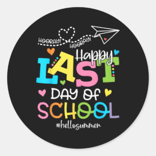 Sticker Rond Joyeux Dernier Jour De L'École Bonjour Été Étudian
