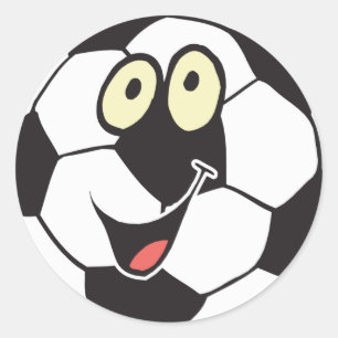 Sticker Rond joyeux dessin animé ballon de football