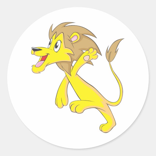 Sticker Rond Joyeux dessin au lion (Devant)