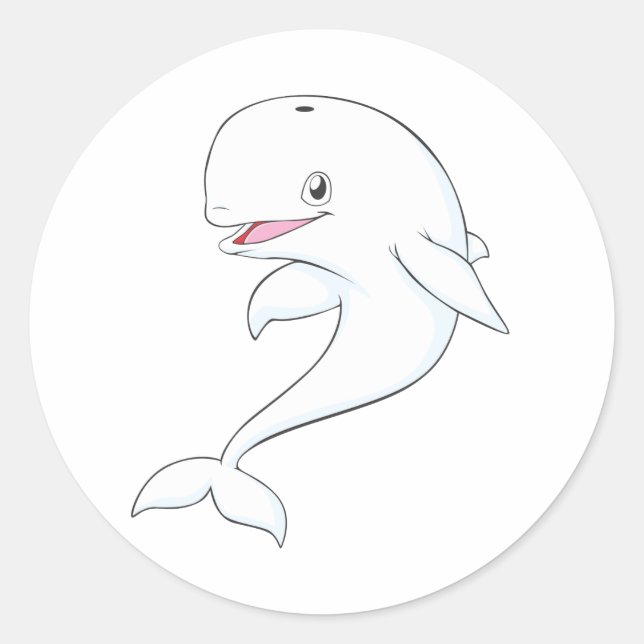 Sticker Rond Joyeux dessin de baleine de Beluga (Devant)