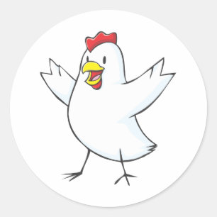 Sticker Rond Joyeux Dessin De Poulets Hen