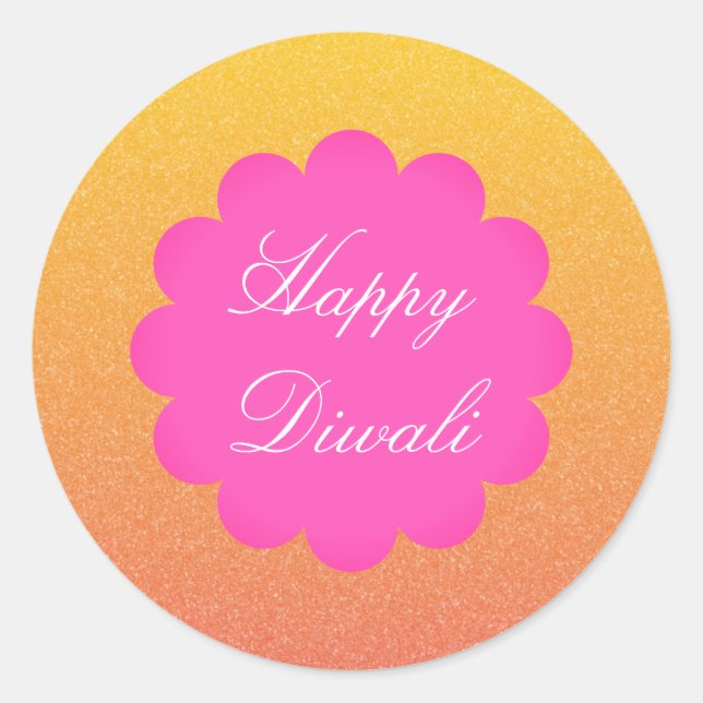 Sticker Rond Joyeux Diwali Elegant Gold Rose (Devant)