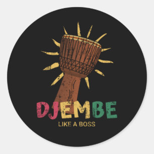 Sticker Rond Joyeux Djembe comme un patron African Drum