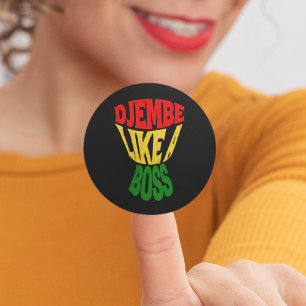 Sticker Rond Joyeux Djembe comme un patron de la typographie af