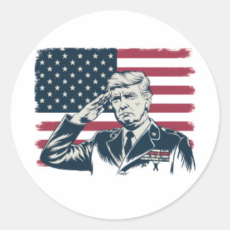 Sticker Rond Joyeux drapeau américain 4 juillet Trump