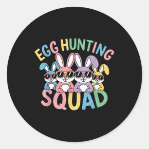 Sticker Rond Joyeux Easter Bunny Egg Hung Squad Crew Famille B