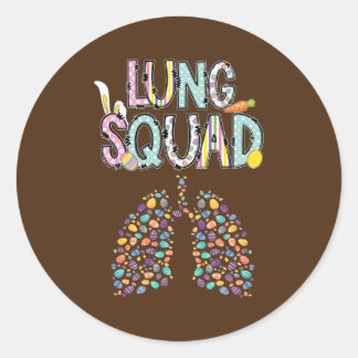 Sticker Rond Joyeux Easter Bunny Lung Squad RT Respiratoire