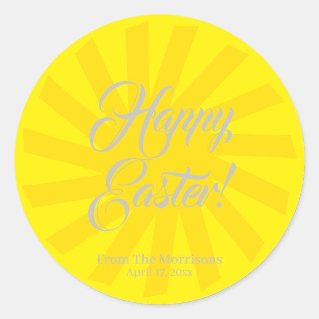 Sticker Rond Joyeux Easter jaune soleil coutume script joyeux (Devant)
