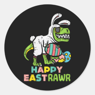 Sticker Rond Joyeux Eastrawr Trex Lapin de Pâques Œuf Dino Drôl