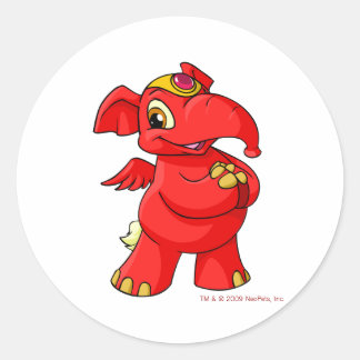 Sticker Rond Joyeux Eléphante rouge