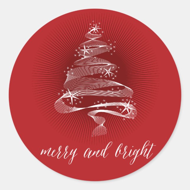 Sticker Rond Joyeux et brillant Fête de Noël Arbre de Noël (Devant)