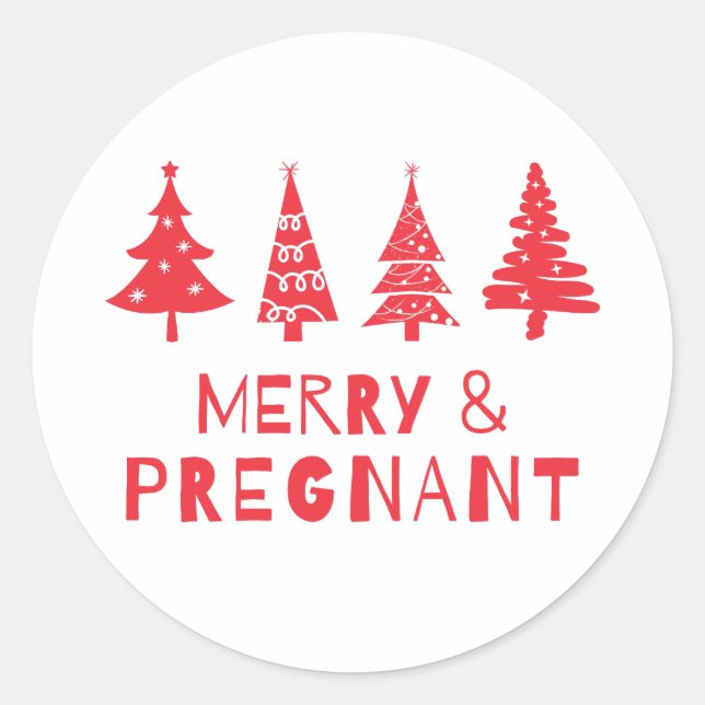 Sticker Rond Joyeux et enceinte à Noël (Devant)