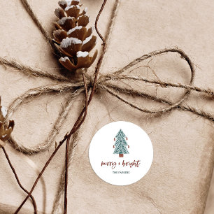 Sticker Rond Joyeux et lumineux   Arbre de Noël Boho