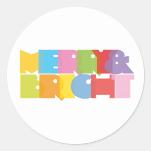 Sticker Rond Joyeux et Lumineux Moments de Fête de Noël Colorés