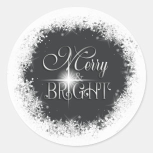 Sticker Rond Joyeux et neige brillante Noël ID591