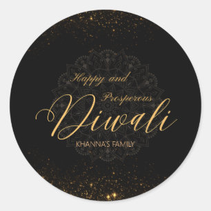 Sticker Rond Joyeux et prospère Diwali personnalisable