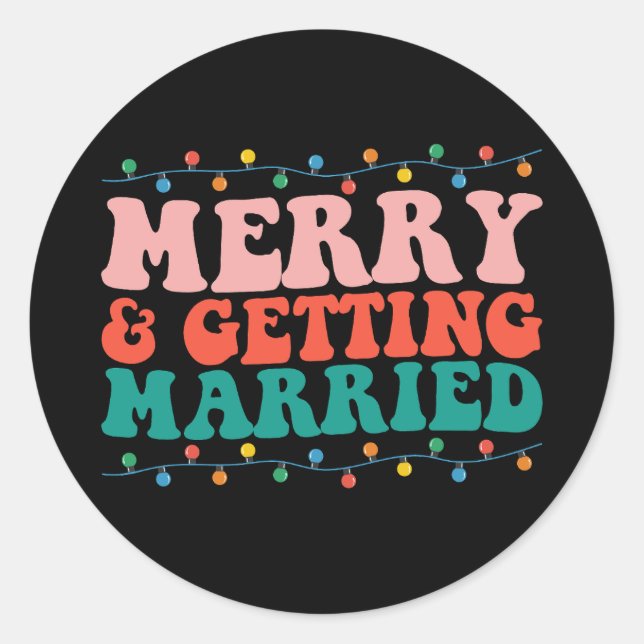 Sticker Rond Joyeux Et Se Marier Couple Noël Super (Devant)