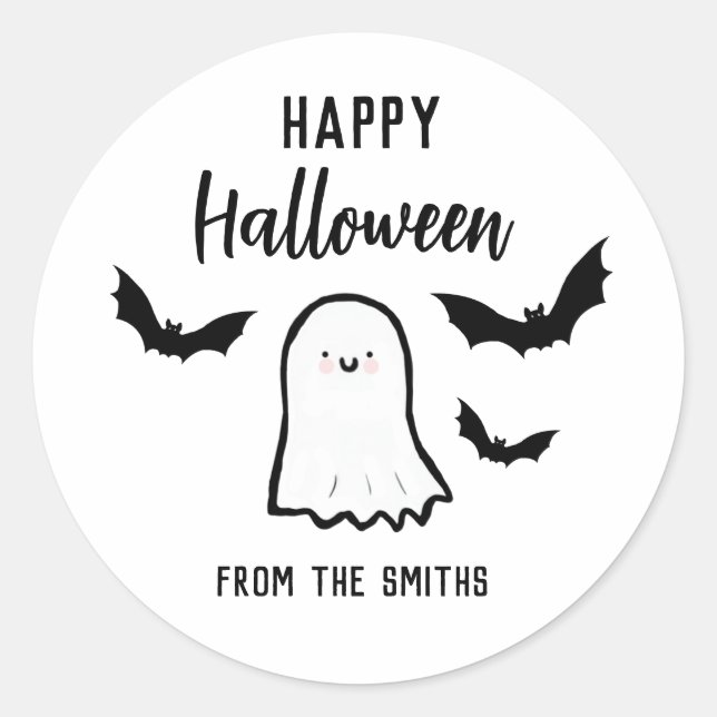 Sticker Rond Joyeux fantôme d'Halloween (Devant)