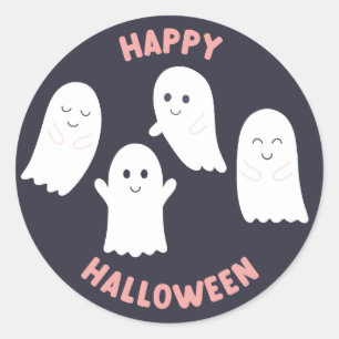 Sticker Rond Joyeux Fantômes conviviaux d'Halloween