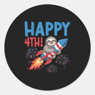 Sticker Rond Joyeux feu d'artifice de fusées 4 juillet American