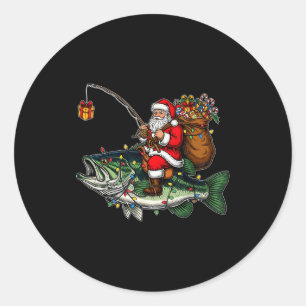 Sticker Rond Joyeux Fishmas Santa Amateurs de Pêche Drôle de Pê