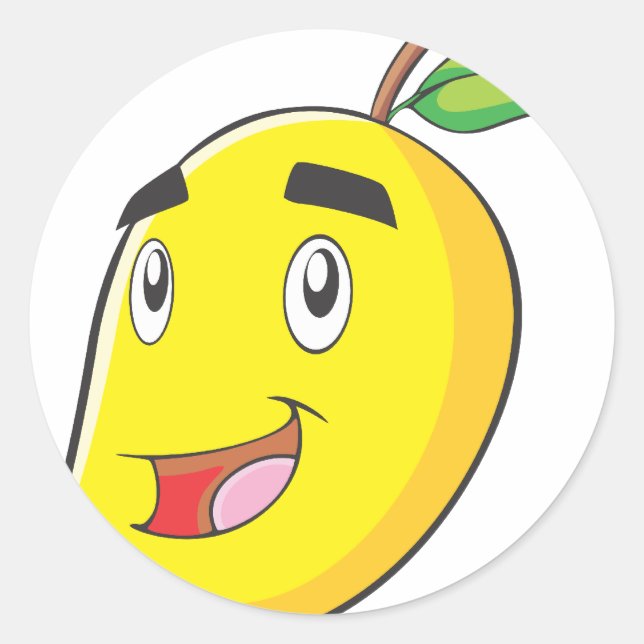 Sticker Rond Joyeux fruit de mangue jaune (Devant)